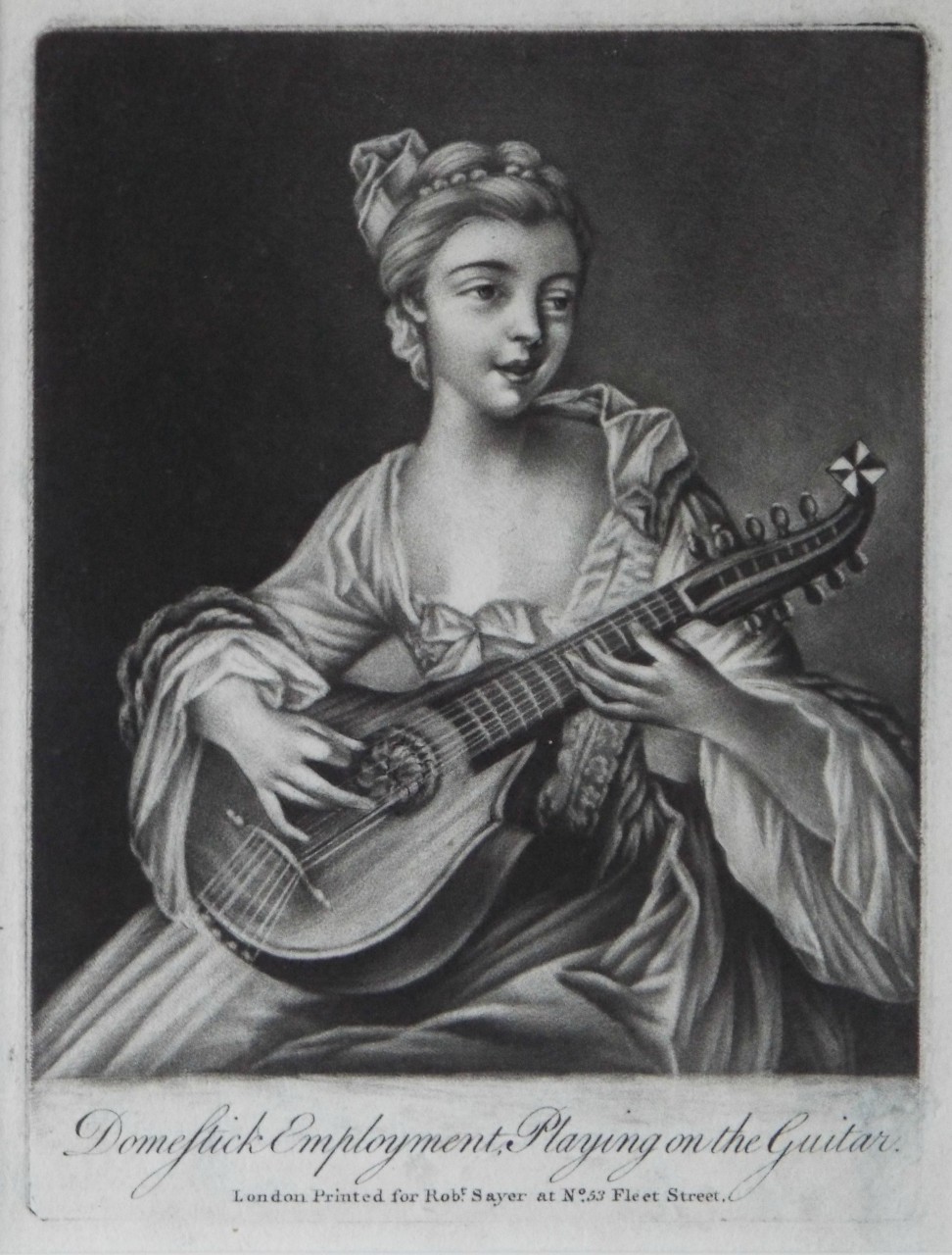 Mezzotint - Domestick Employment, Playing on the Guitar.