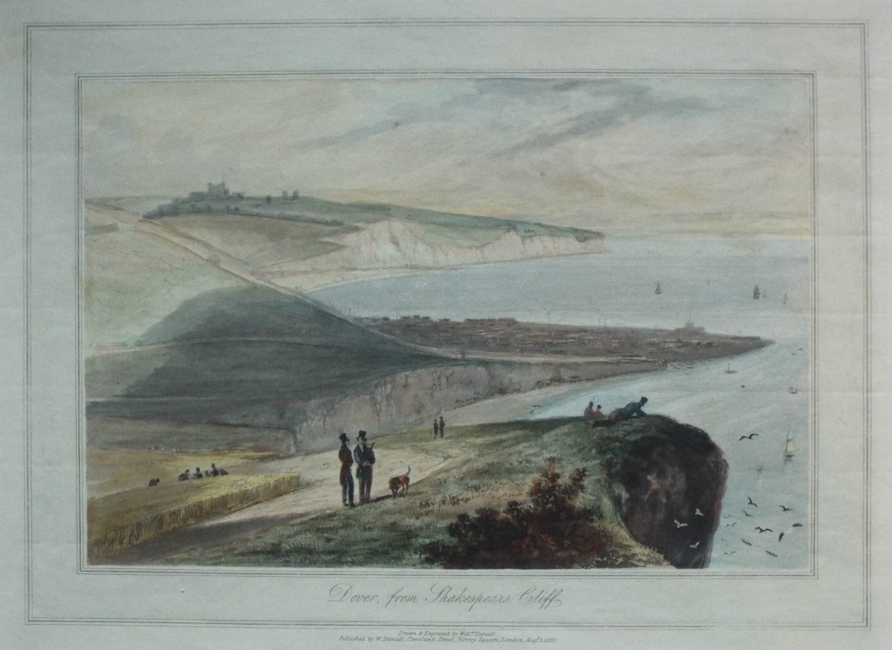 Aquatint - Dover, from Shakespeares Cliff. - Daniell