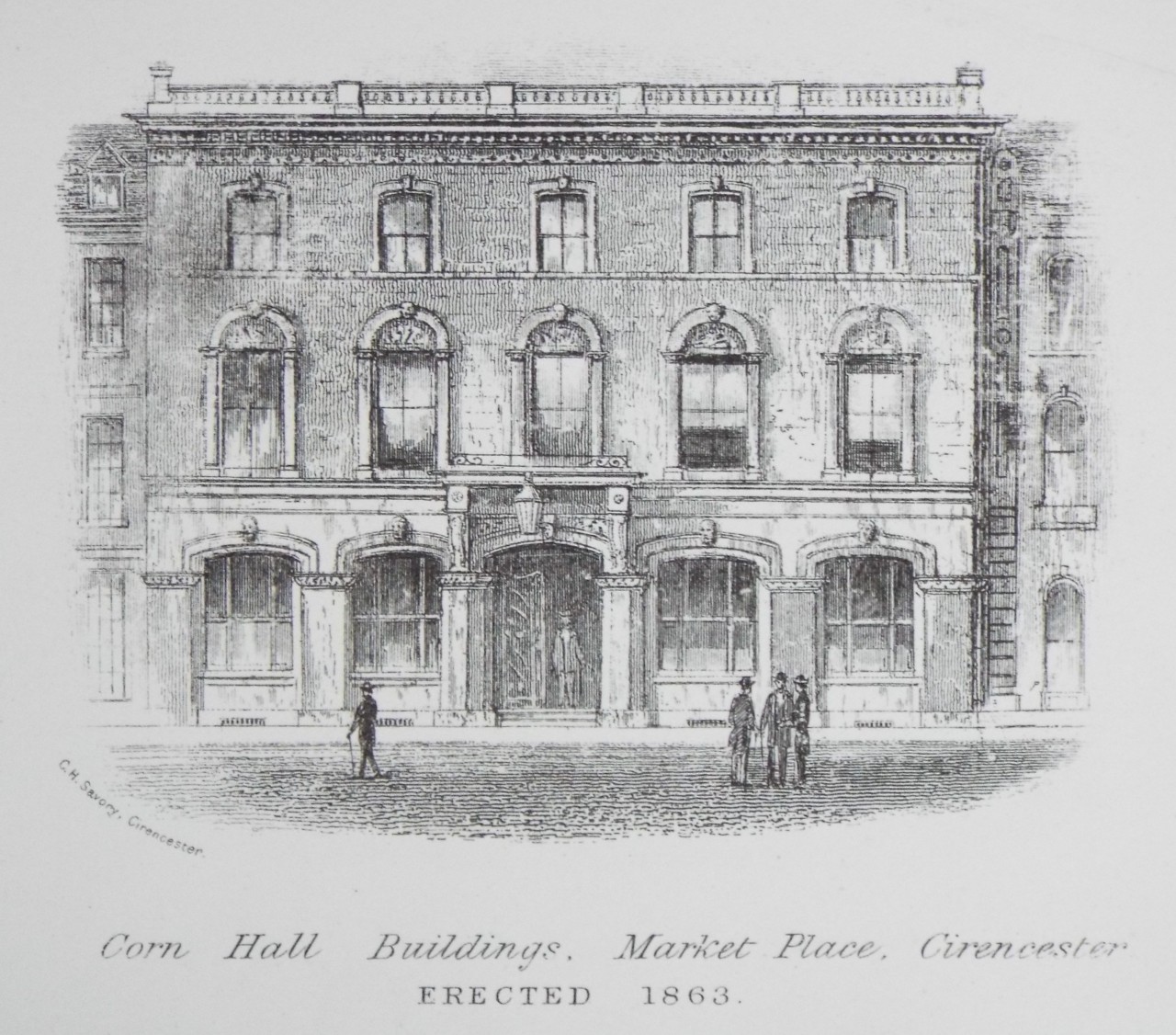 Steel Vignette - Corn Hall Buildings, Market Place, Cirencester Erected 1863.