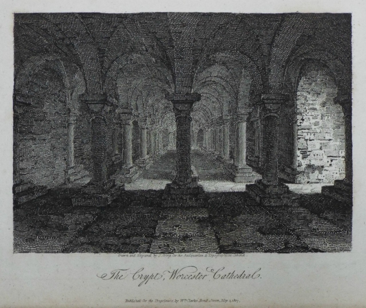 Print - The Crypt, Worcester Cathedral. - Greig