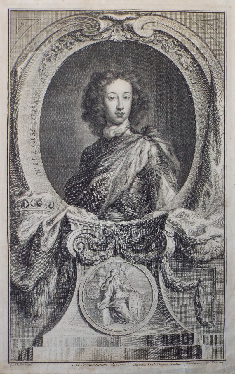 Print - William Duke of Gloucester. At Kensington Palace. - Houbraken