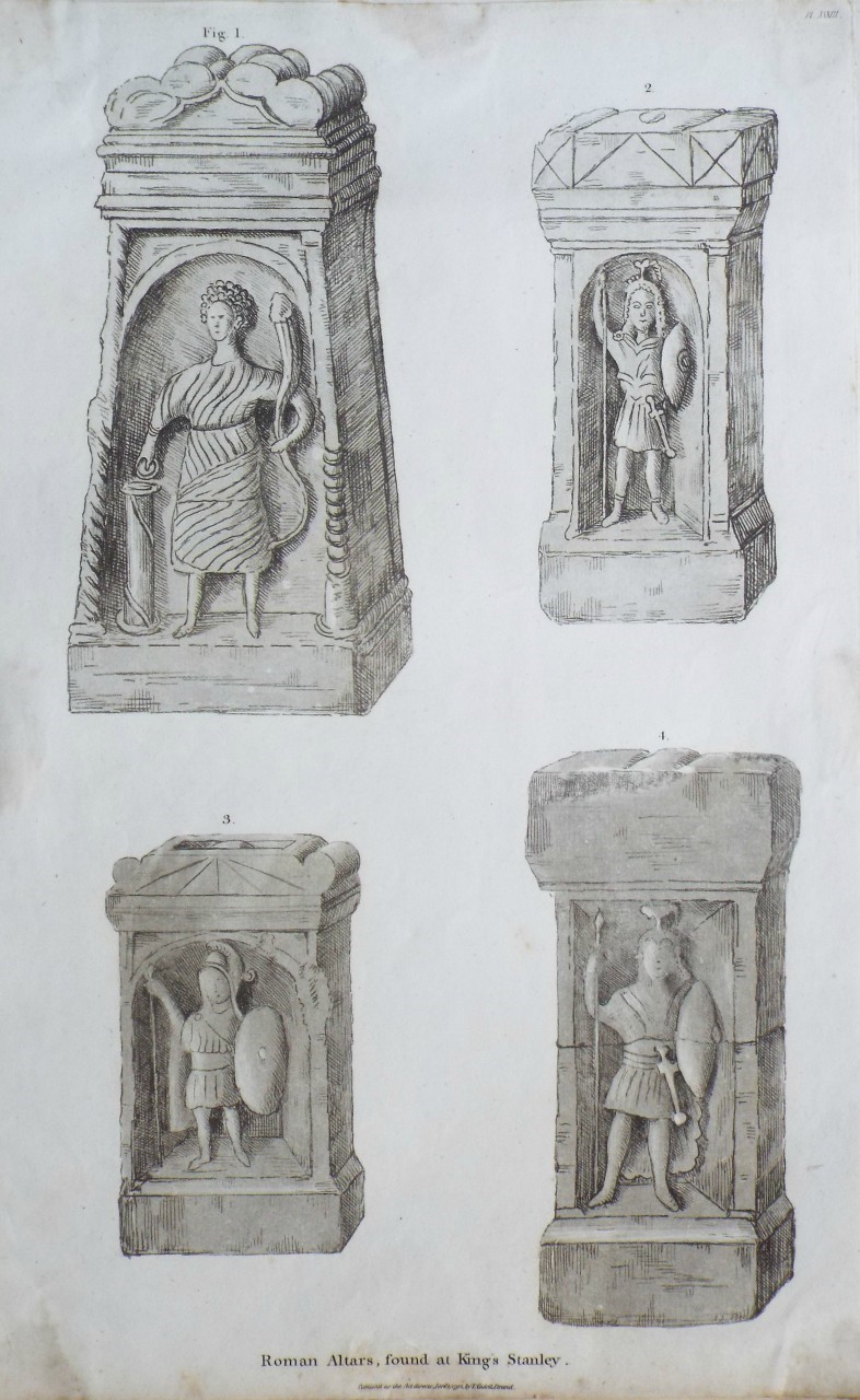 Etching with aquatint - Roman Altars, found at King's Stanley.