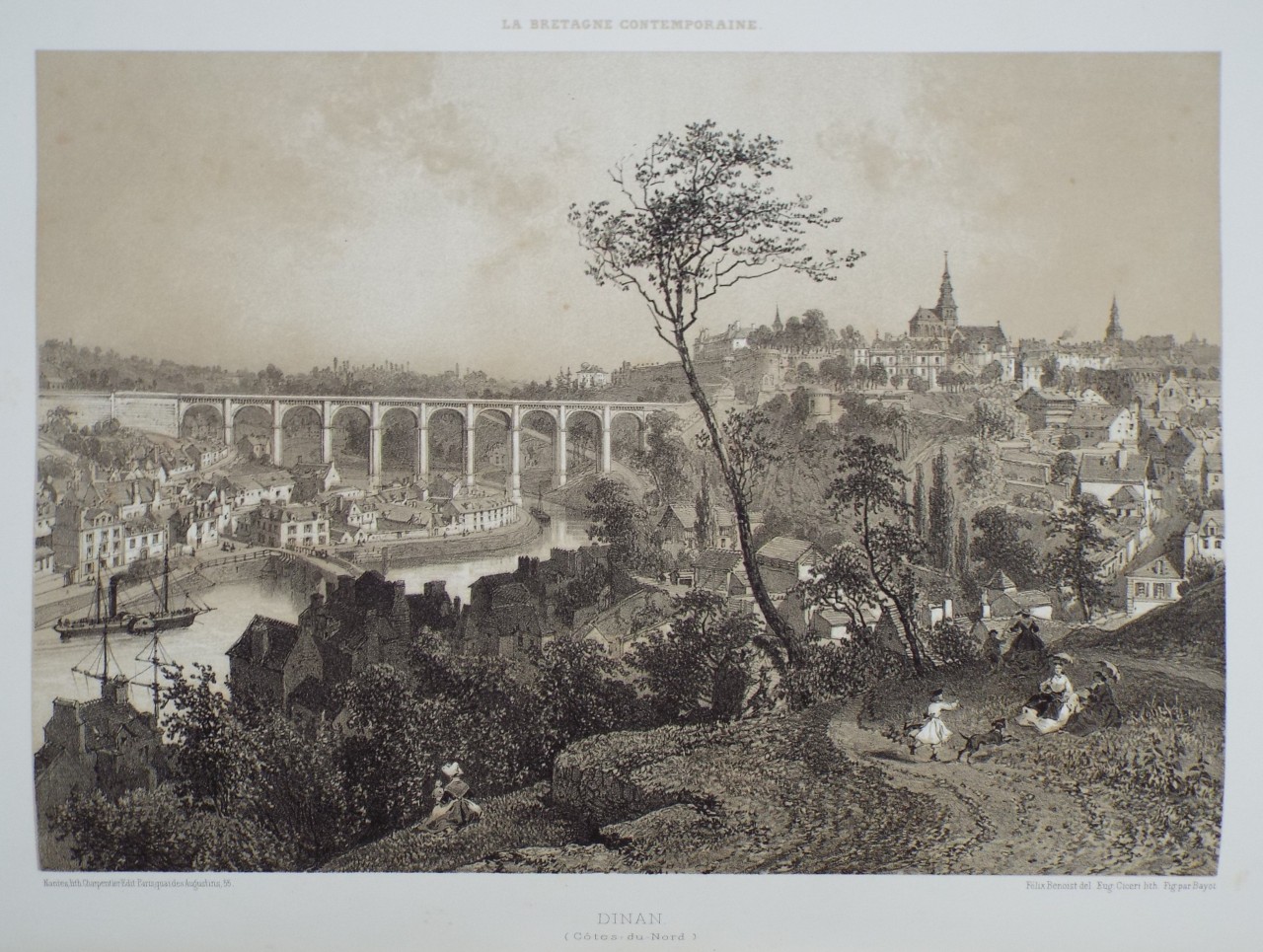 Lithograph - Dinan. (Cotes-du-Nord) - Ciceri