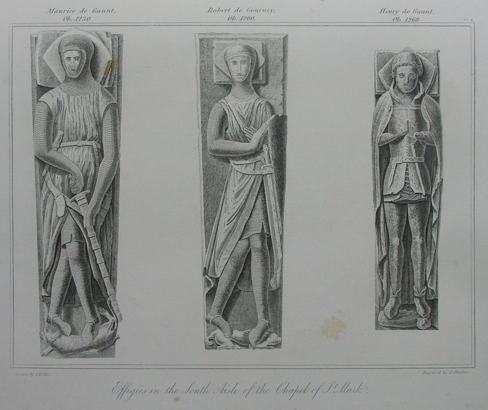 Etching - Effigies in the South Aisle of the Chapel of St. Mark. - Skelton