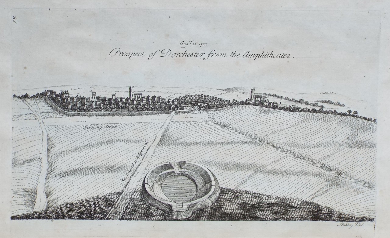 Print - Prospect of Dorchester from the Ampitheater. Aug: 22. 1723.