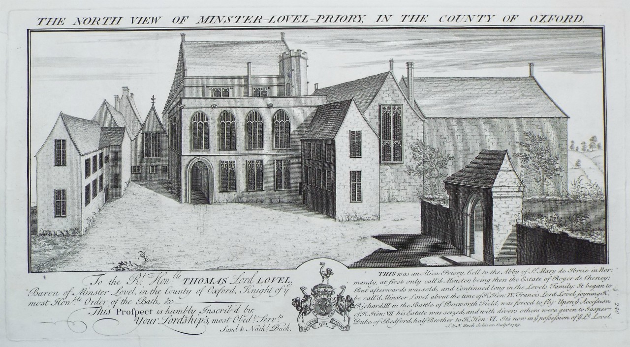 Print - The North View of Minster-Lovel-Priory in the County of Oxford - Buck