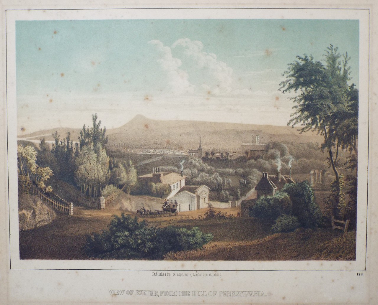 Lithograph - View of Exeter, from the Hill of Pennsylvalia.