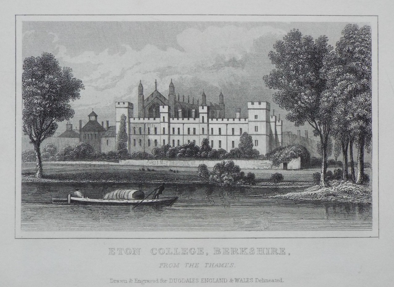 Print - Eton College, Berkshire, from the Thames.