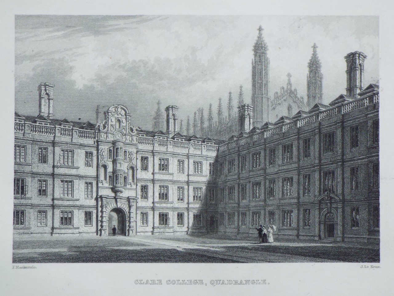 Print - Clare College, Quadrangle.