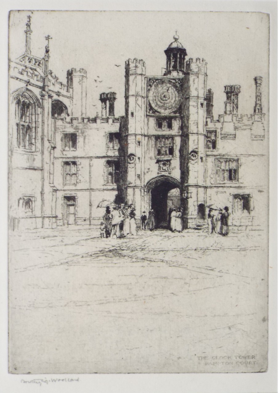 Etching - The Clock Tower at Hampton Court - Woollard