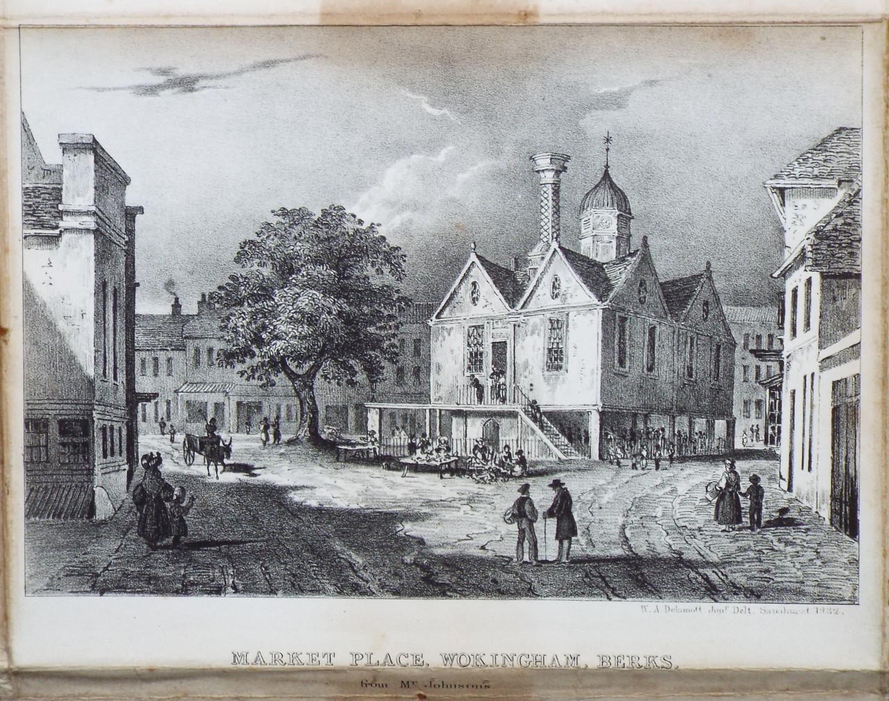 Lithograph - Market Place, Wokingham, Berks, from Mr. Johnson's.