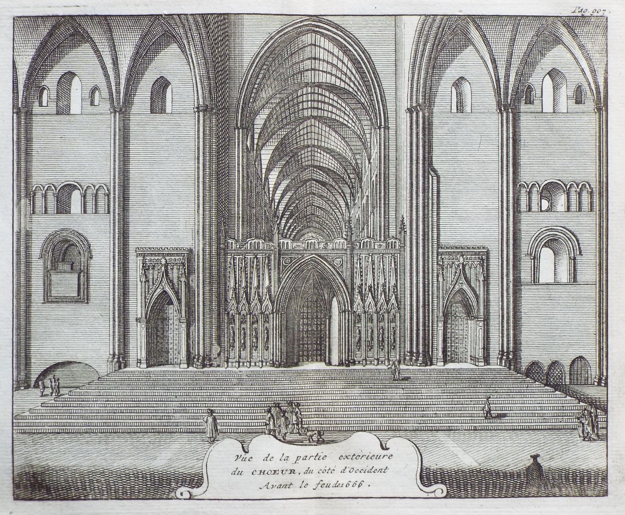 Print - Vue da la partie exterieure du Choeur, du cote d'Occident Avant le feu du 1666.