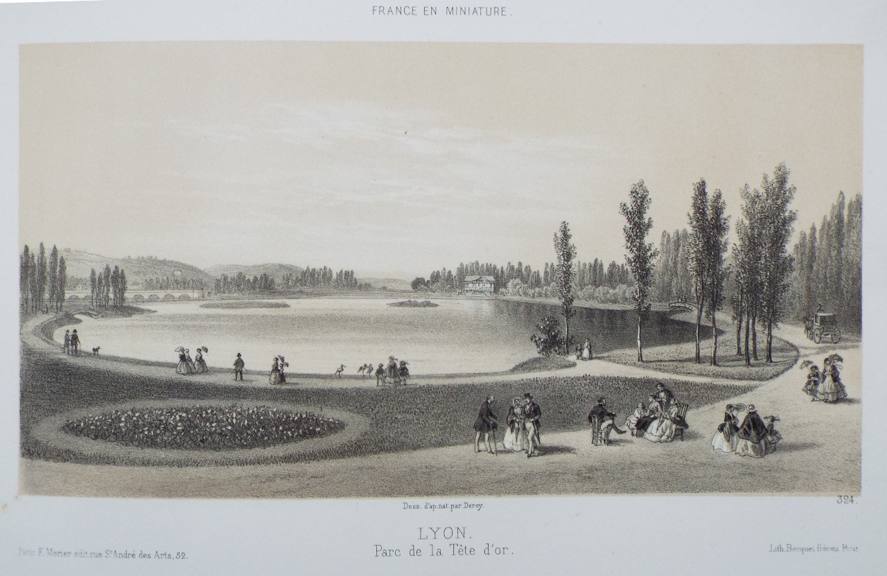 Lithograph - Lyon. Place de la Tete d'or. - 