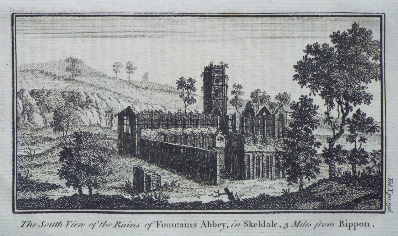 Print - The South View of the Ruins of Fountains Abbey, in Skeldale, 3 Miles from Rippon.