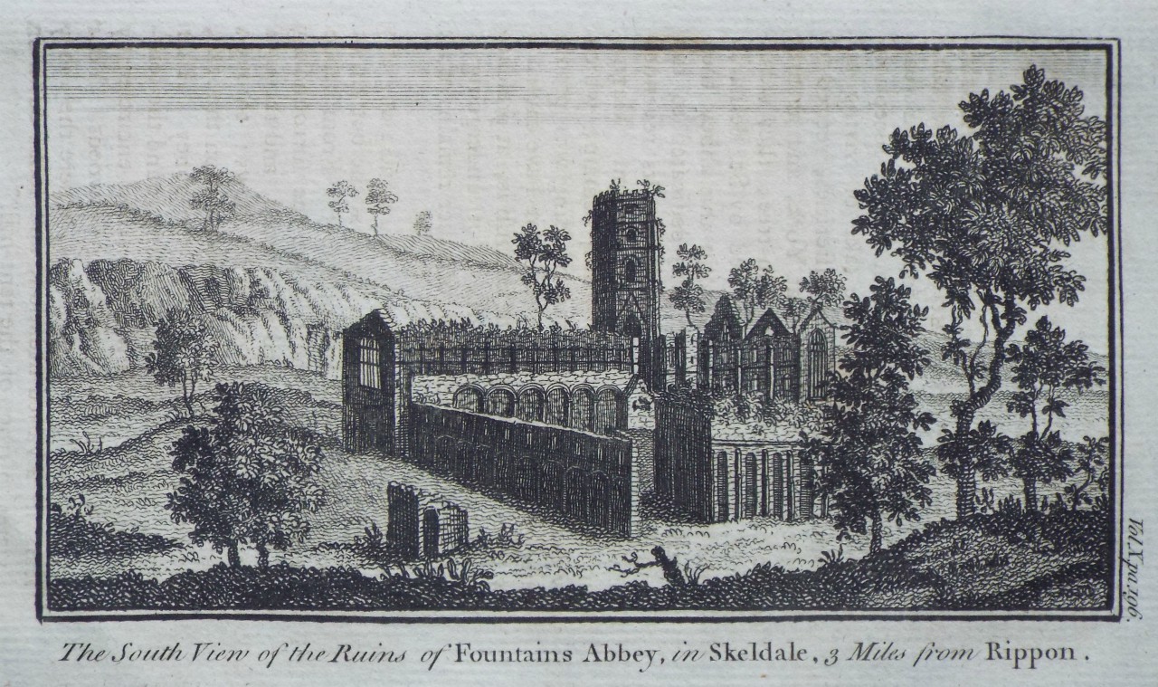 Print - The South View of the Ruins of Fountains Abbey, in Skeldale, 3 Miles from Rippon.