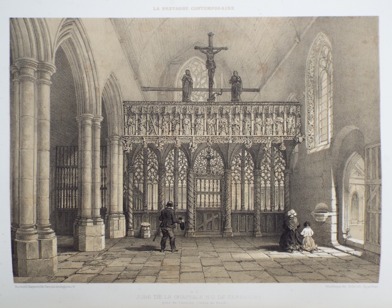 Lithograph - Jube de la Chapelle de Kerfaoues pres de Lannion. (Cotes-du-Nord) - 