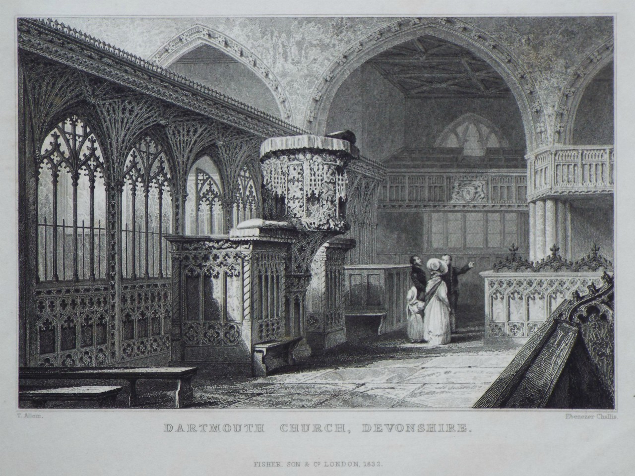 Print - Dartmouth Church, Devonshire. - Challis