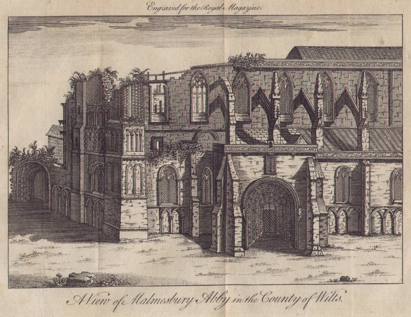 Print - A View of Malmesbury Abby in the County of Wilts.