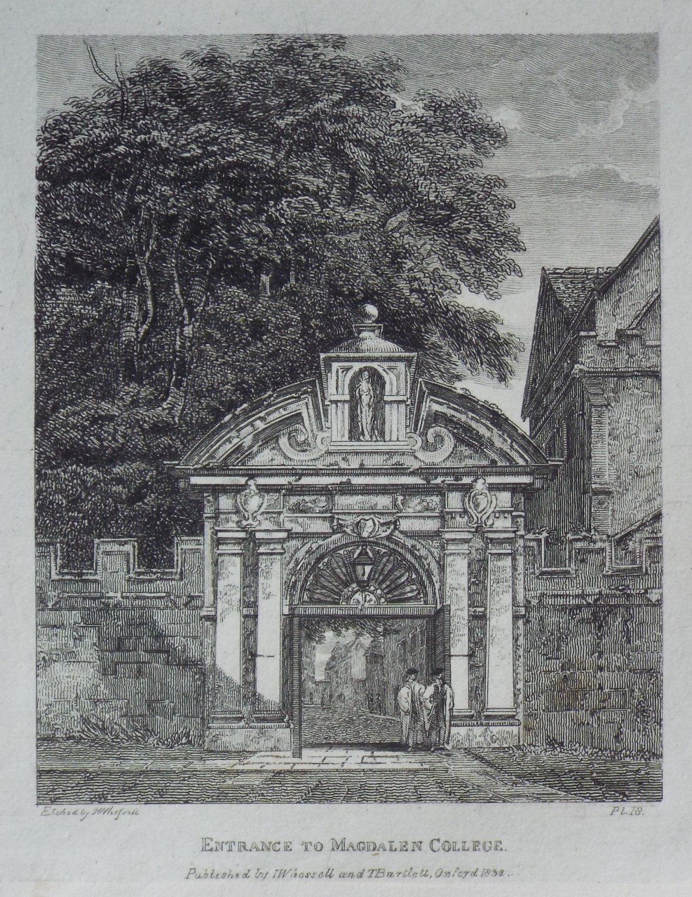 Print - Entrance to Magdalen College. - Whessell