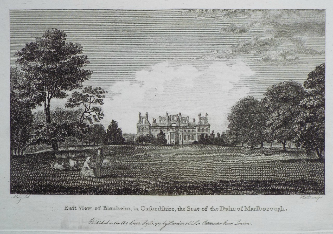 Print - East View of Blenheim, in Oxfordshire, the Seat of the Duke of Marlborough. - 