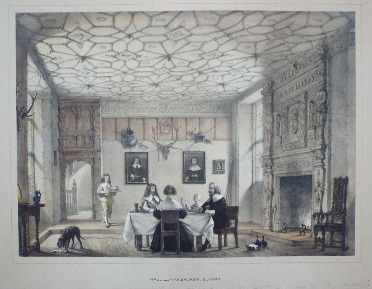 Lithograph - Hall - Wakehurst, Surrey. - Nash