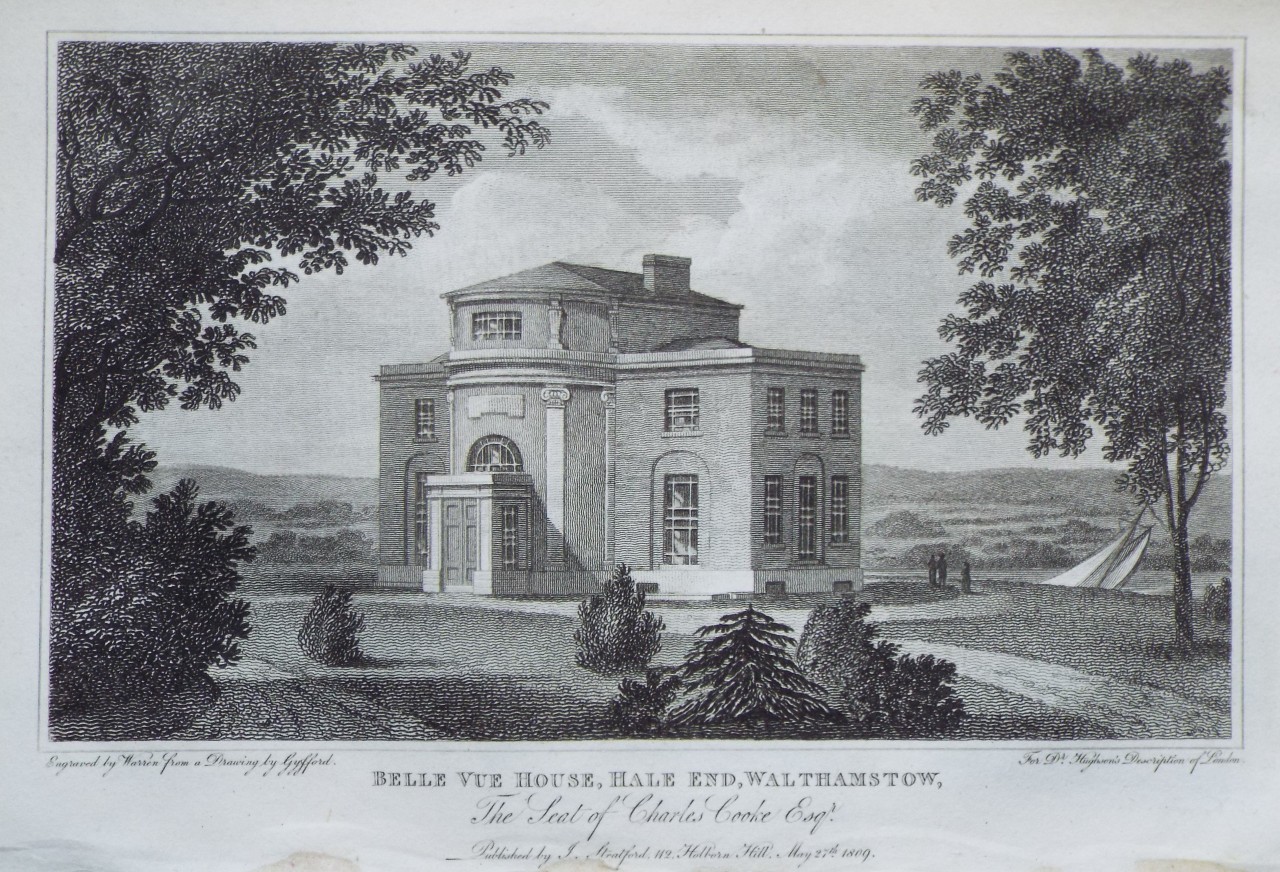 Print - Belle Vue House, Hale End, Walthamstow, The Seat of Charles Cooke Esqr. - 