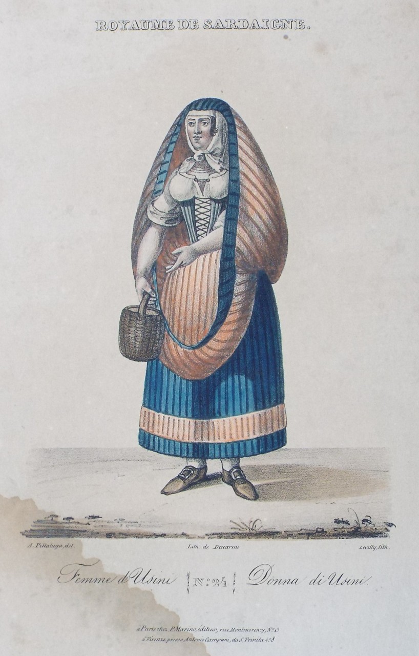 Lithograph - Royaume de Sardaigne. 24. Femme d'Usini. Donna di Usini. - 