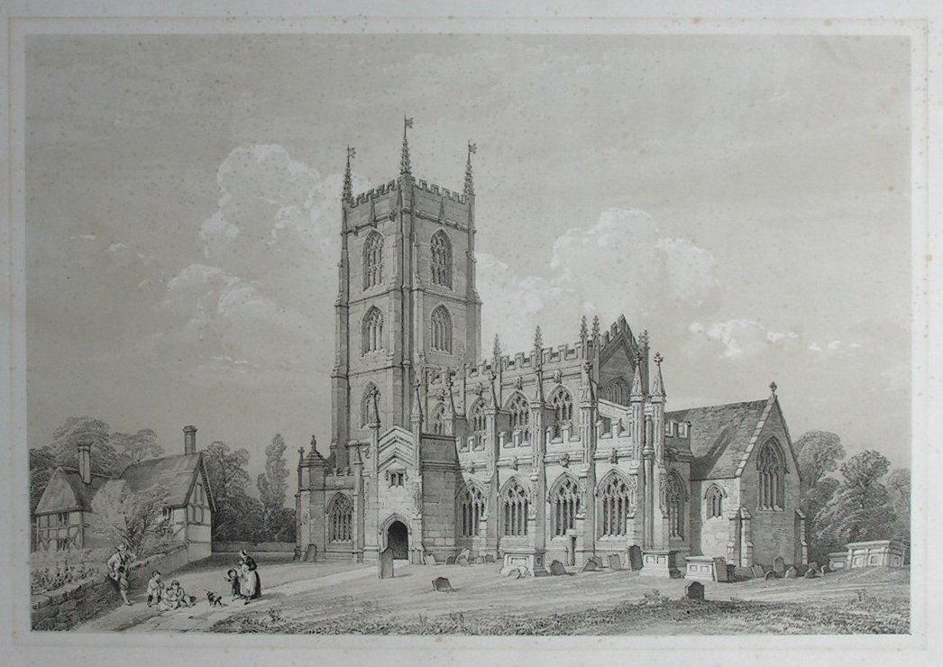 Lithograph - Steeple Ashton Church - Bedford