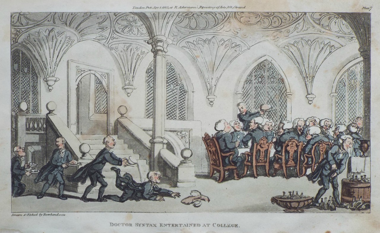 Aquatint - Doctor Syntax Entertained at College - Rowlandson