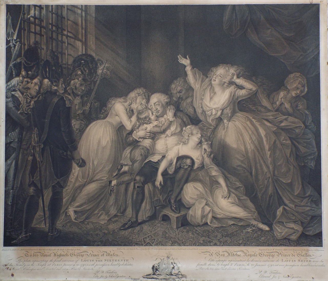 Print - The final interview of Louis the Sixteenth with his Family in the Temple at Paris, January, 20, 1793 ... - Tomkins