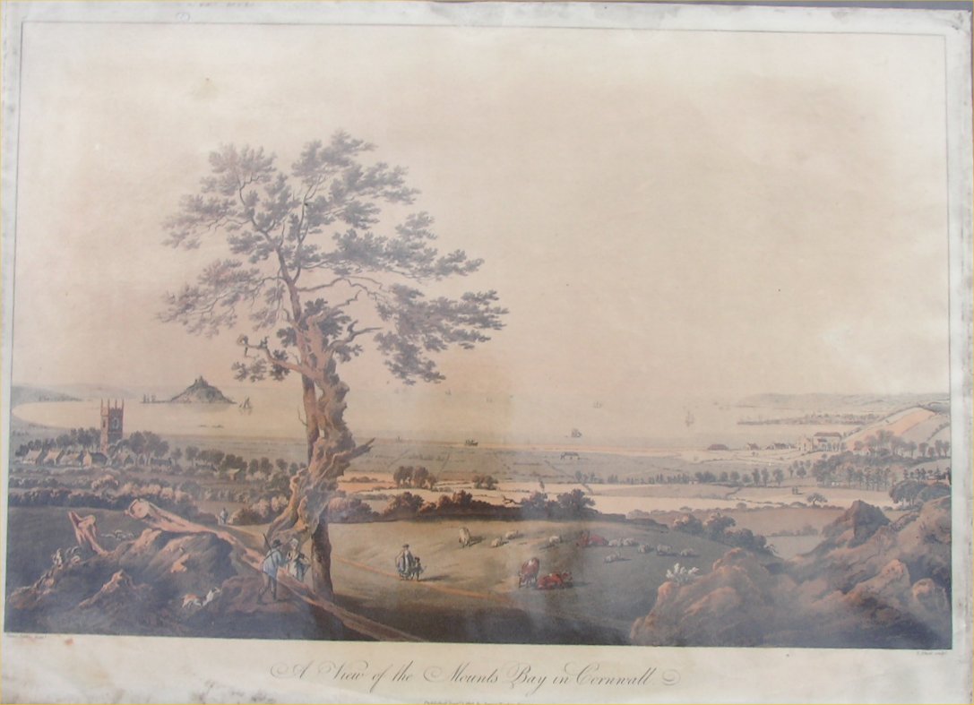 Aquatint - A View of Mount Bay in Cornwall - Bluck