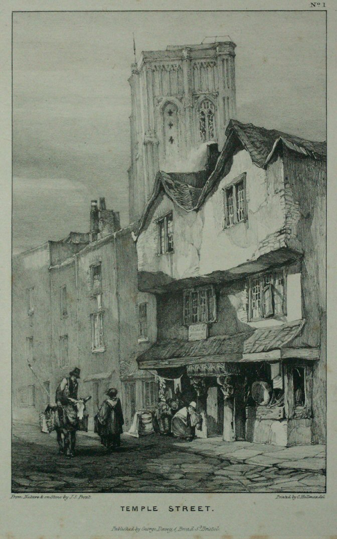 Lithograph - Temple Street. - Prout