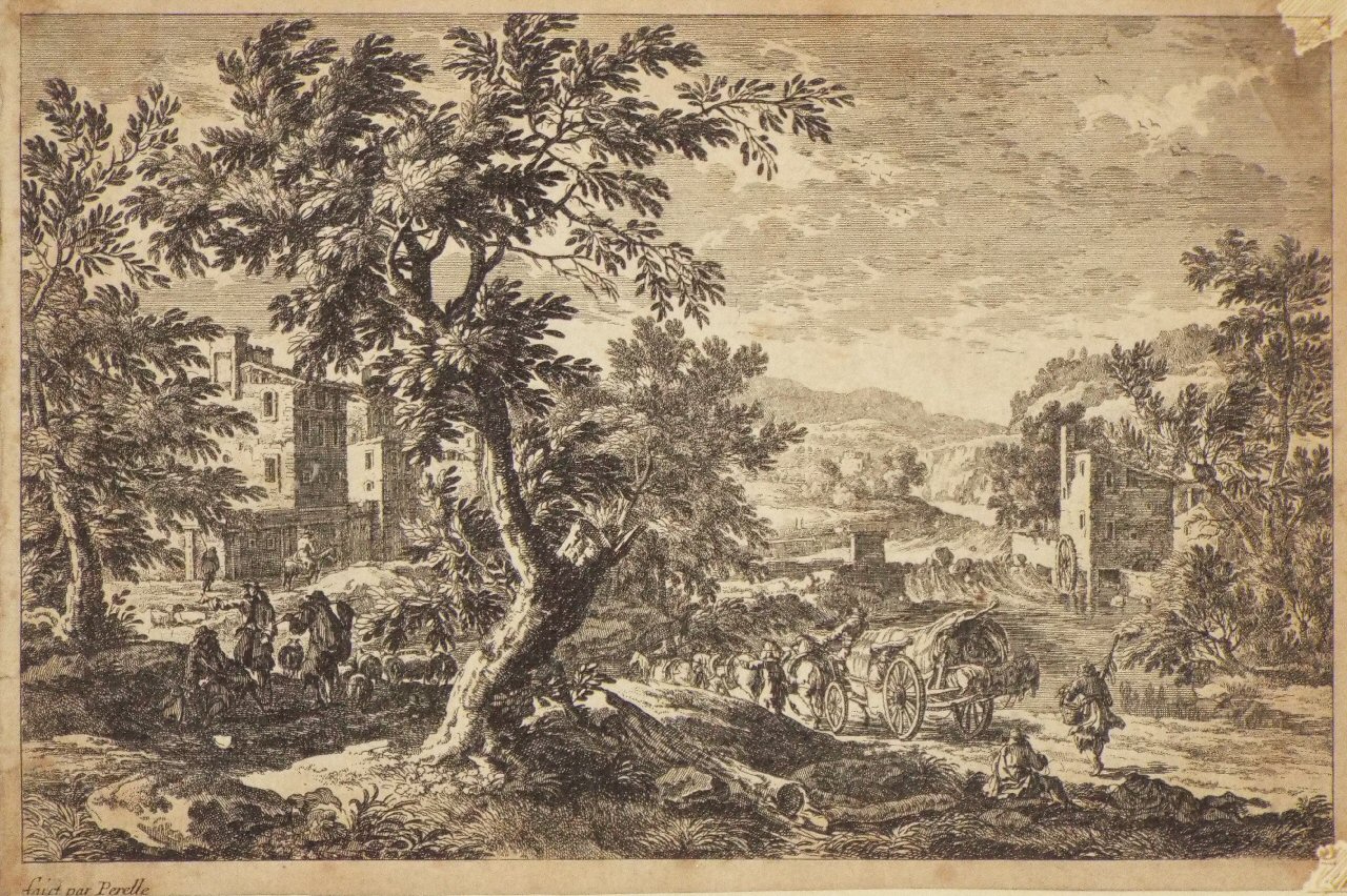 Etching - (Arcadian landscape) - Perelle