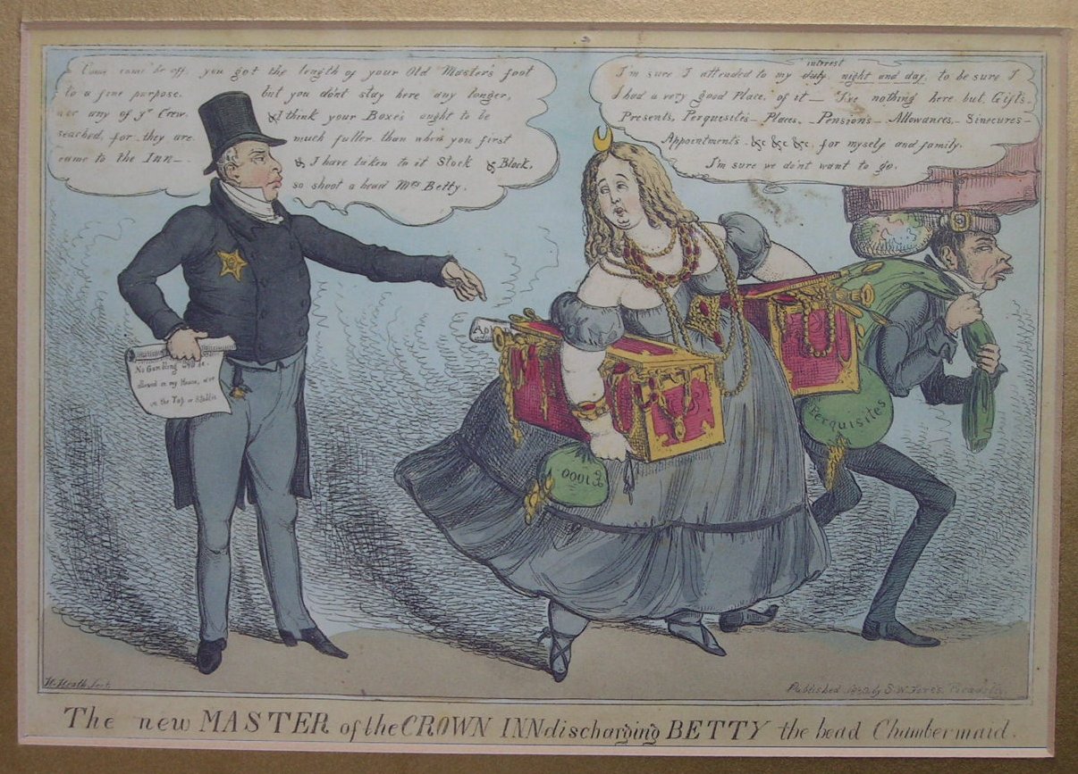 Photo-lithograph - The new Master of the Crown Inn discharging Betty the head Chambermaid (Repro) - Heath