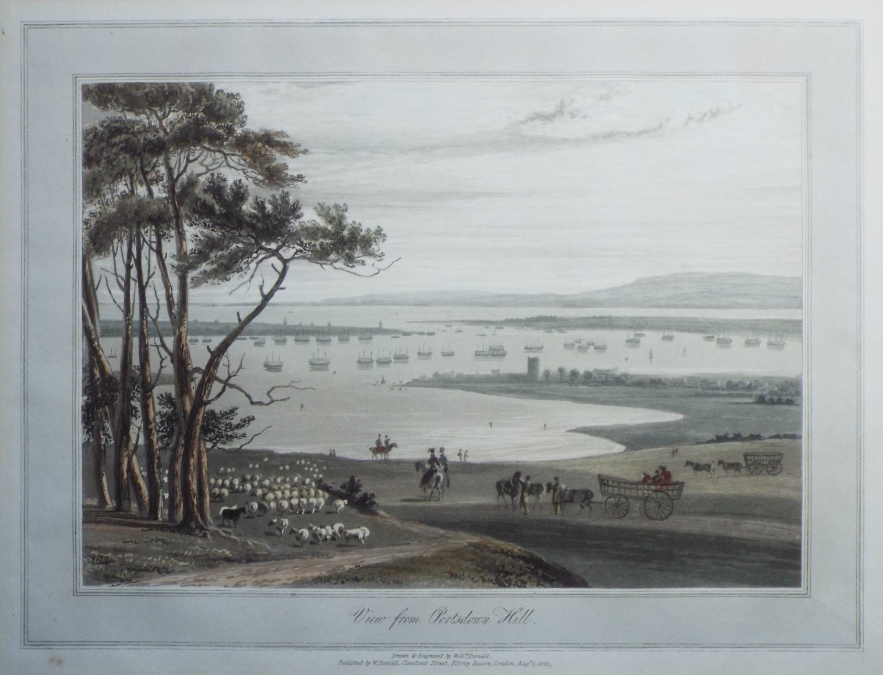 Aquatint - View from Portsdown Hill. - Daniell