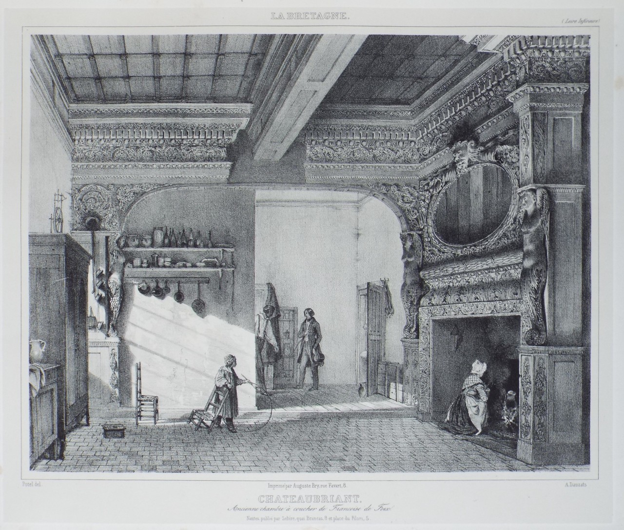 Lithograph - Chateaubriant. Ancienne chambre a coucher de Francoise de Foix. - Dauzats