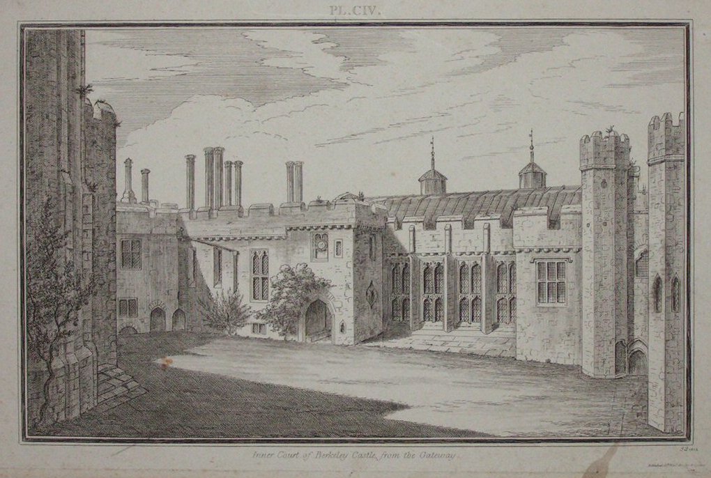 Print - Inner Court of Berkeley Castle, from the Gateway - Lysons