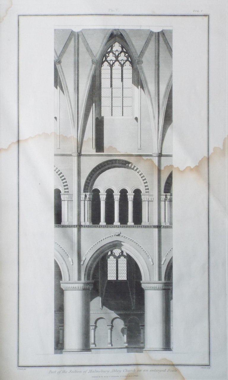 Print - Part of the Section of Malmsbury Abbey Church on an enlarged Scale. - Basire