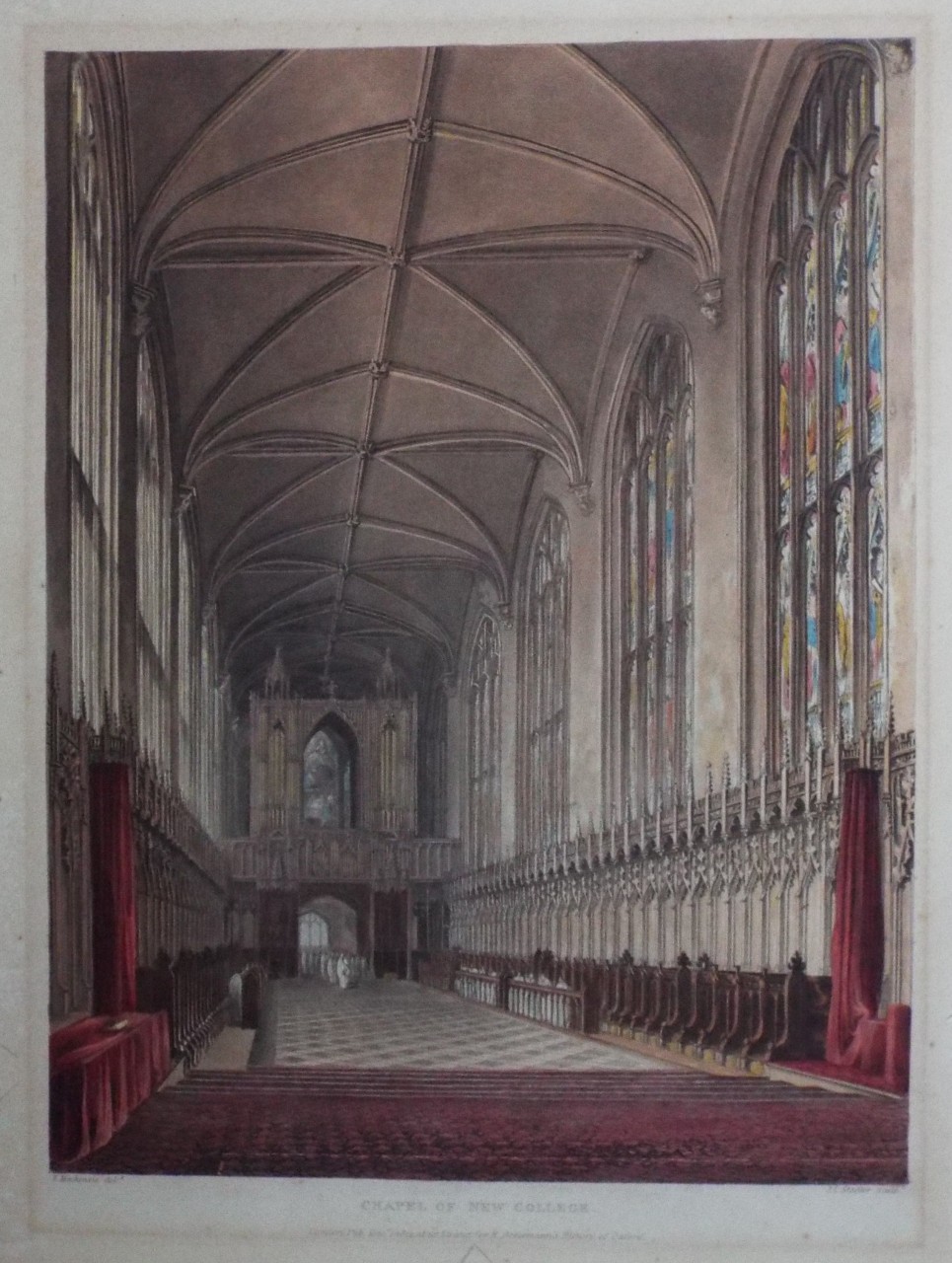Aquatint - Chapel of New College. - Stadler