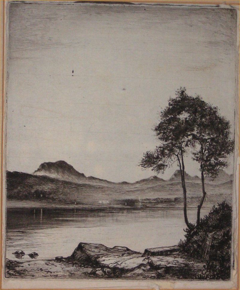 Etching - Untitled lake scene