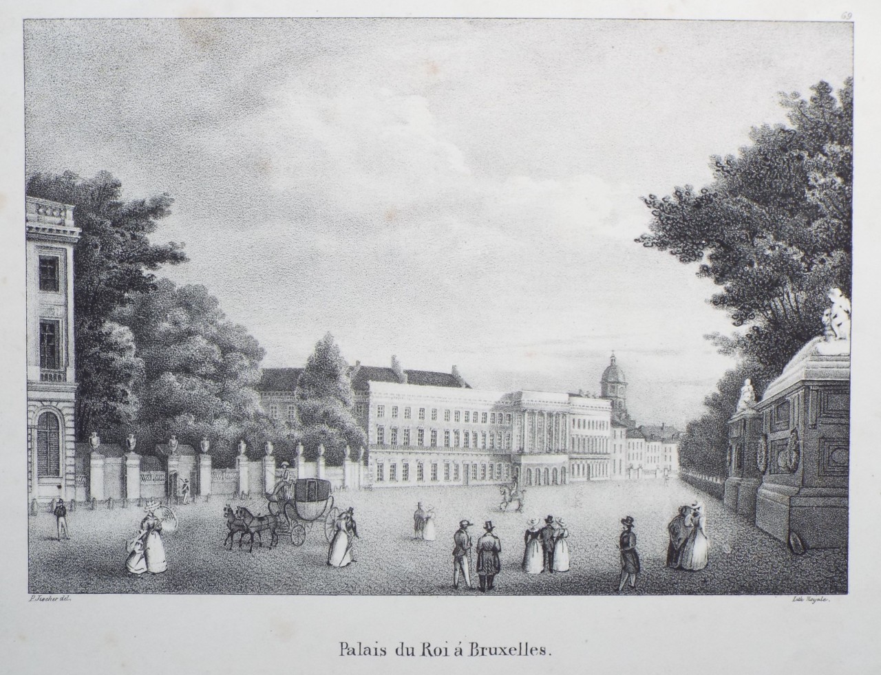 Lithograph - Palais du Rois a Bruxelles.