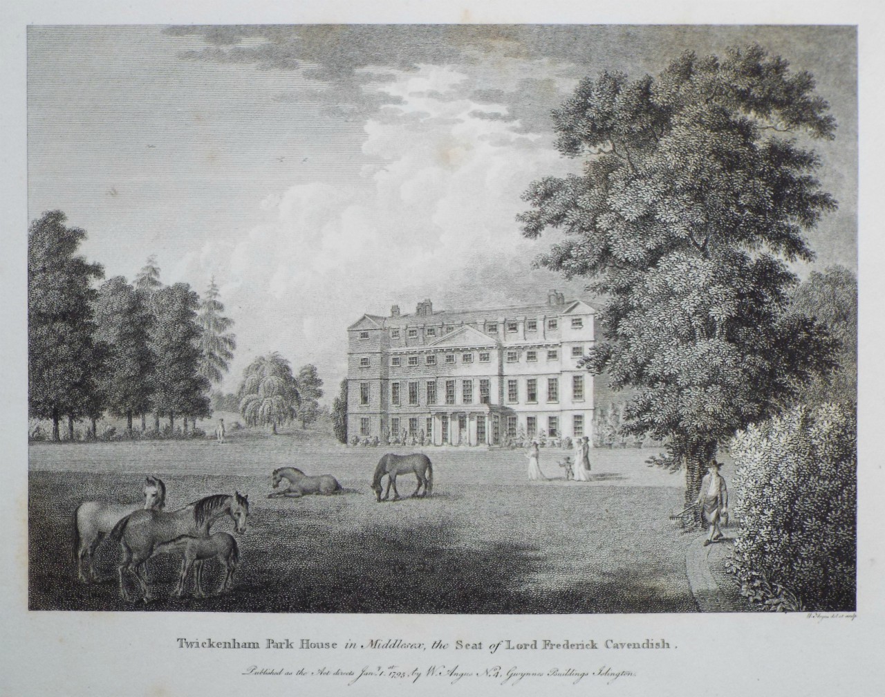 Print - Twickenham Park House in Middlesex, the Seat of Lord Frederick Cavendish. - Angus