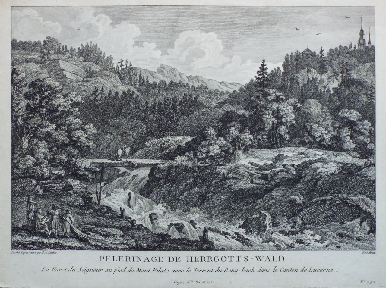 Print - Pelerinage de Herrgotts-Wald
La Foret du Seigneur au pied du Mont Pilate avec le Torrent du Reng-bach dans le Canton de Lucerne. - 