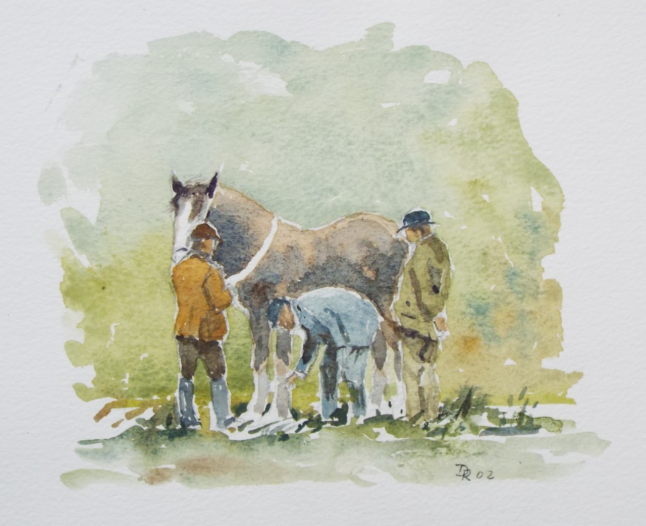 Watercolour - Shoeing a horse