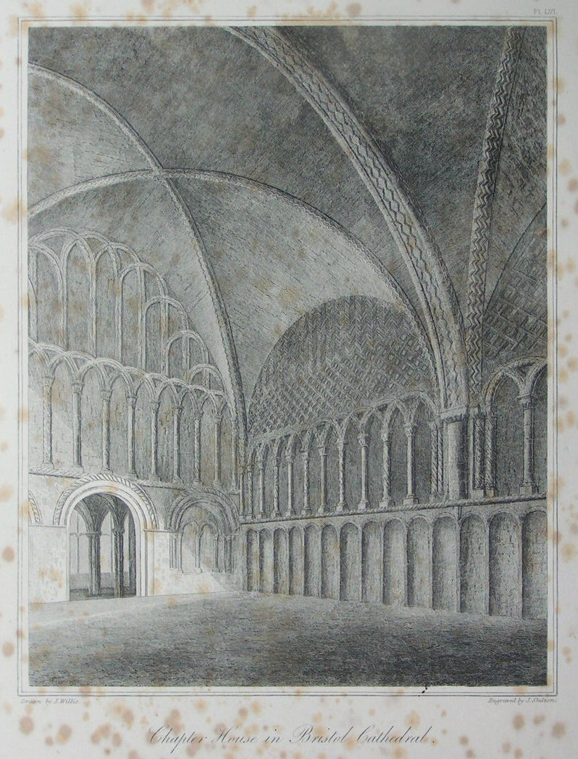 Etching - Chapter House in Bristol Cathedral. - Skelton