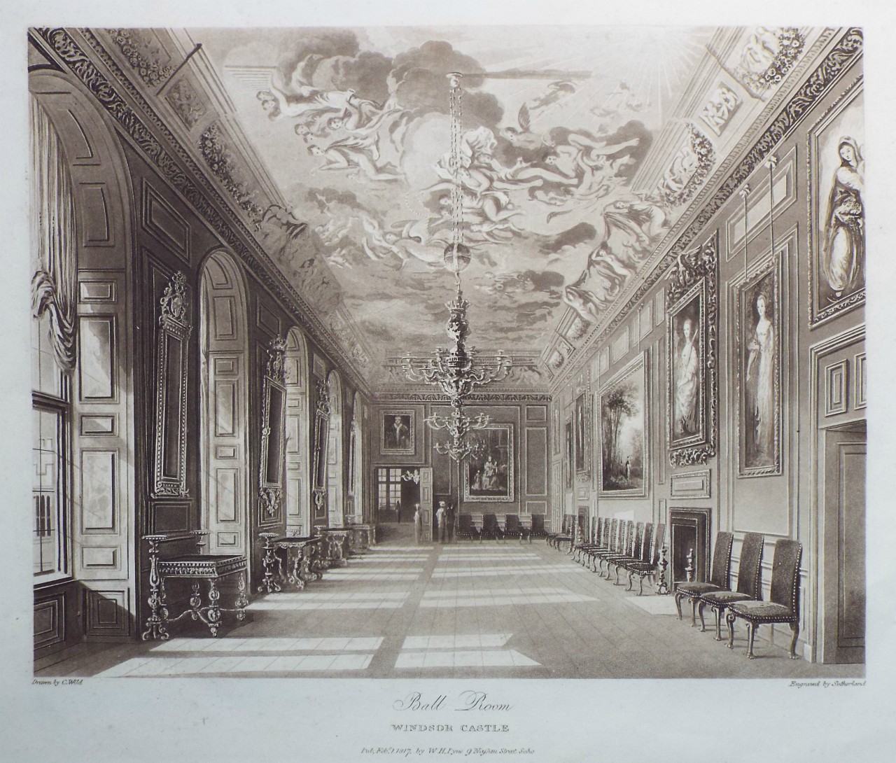 Aquatint - Ball Room, Windsor Castle. - 