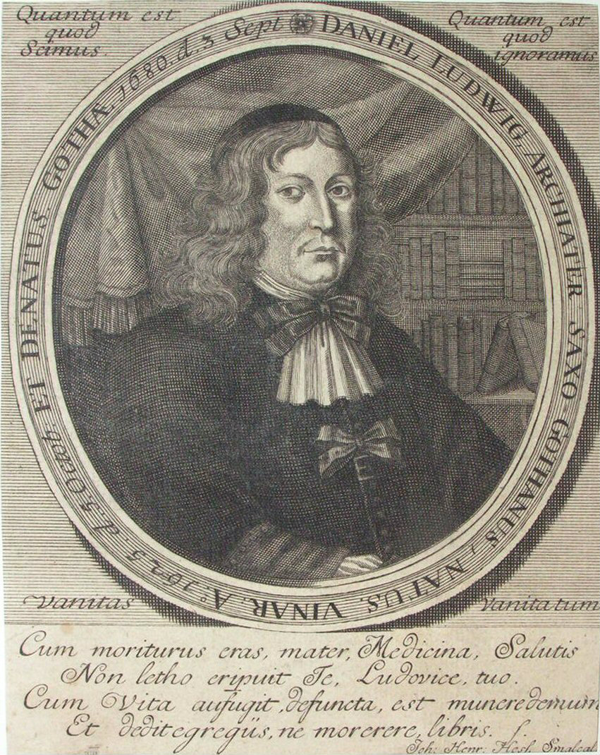 Print - Daniel Ludwig, Archiater Saxo-Gothanus, Natus. Vinar. Ao 1625. d. 5. Octob: et Denatus. Gothae 1680. d. 3 Sept.