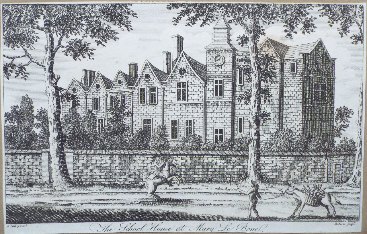 Print - The School House at Mary le Bone. - 