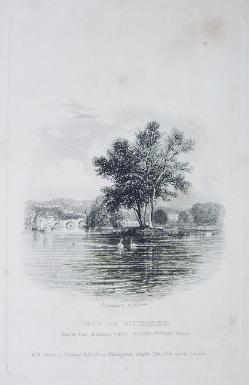 Print - View of Richmond from the Thames near Cholmondeley Walk - Cooke