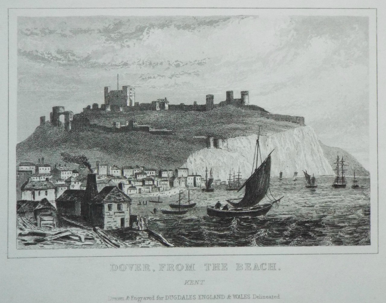 Print - Dover, from the Beach. Kent.